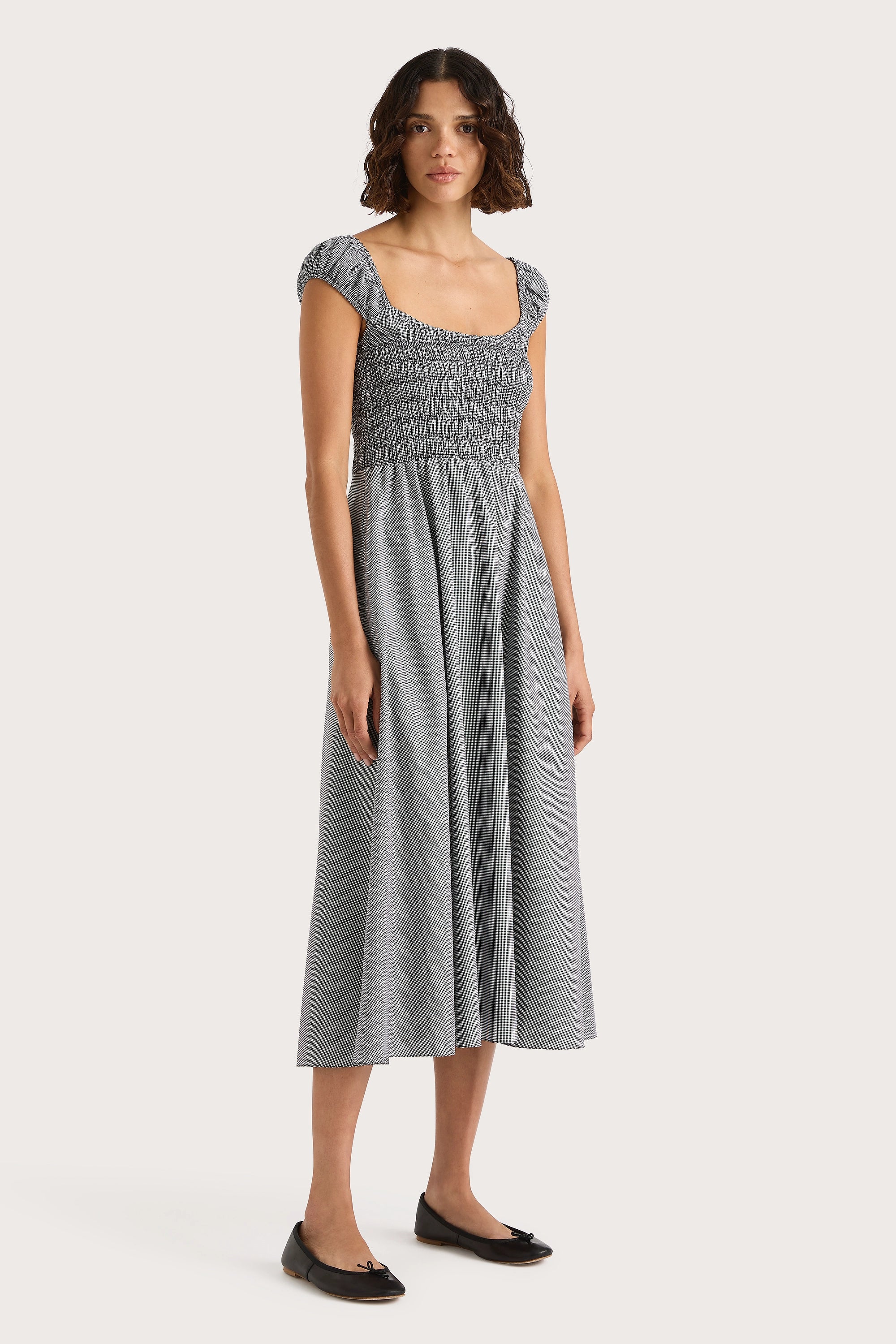 Amelie Midi Dress Gingham Black - Final Sale - Image 4