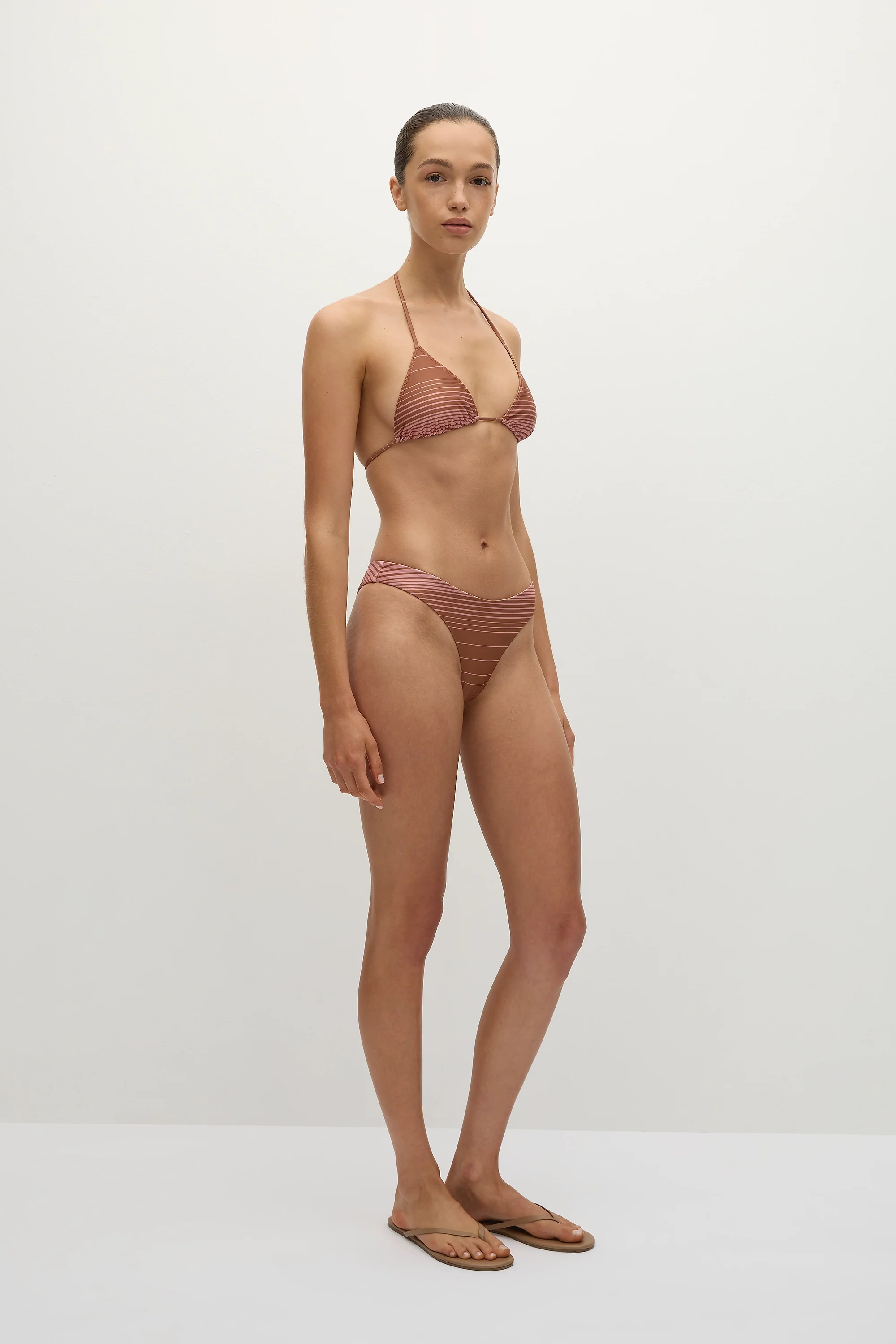 Bebe Bikini Bottom Accordion Stripe Puce Fawn - Final Sale - Image 3