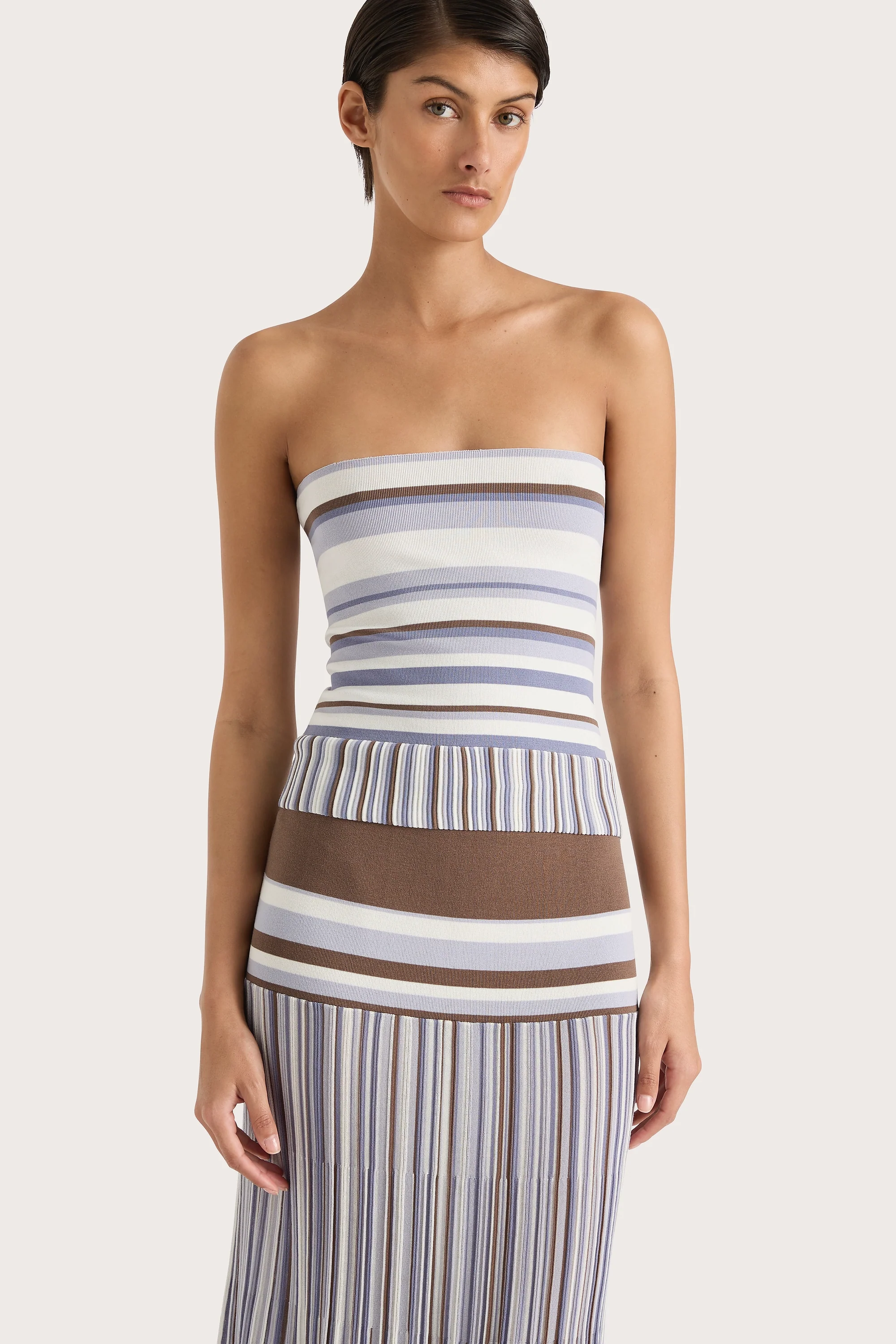Citara Strapless Top Pale Blue Stripe - Final Sale - Image 3