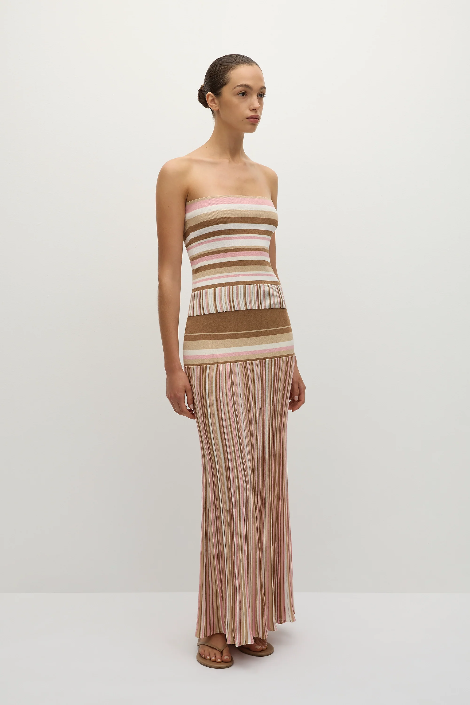 Citara Strapless Top Puce Sepia Stripe - Final Sale - Image 3