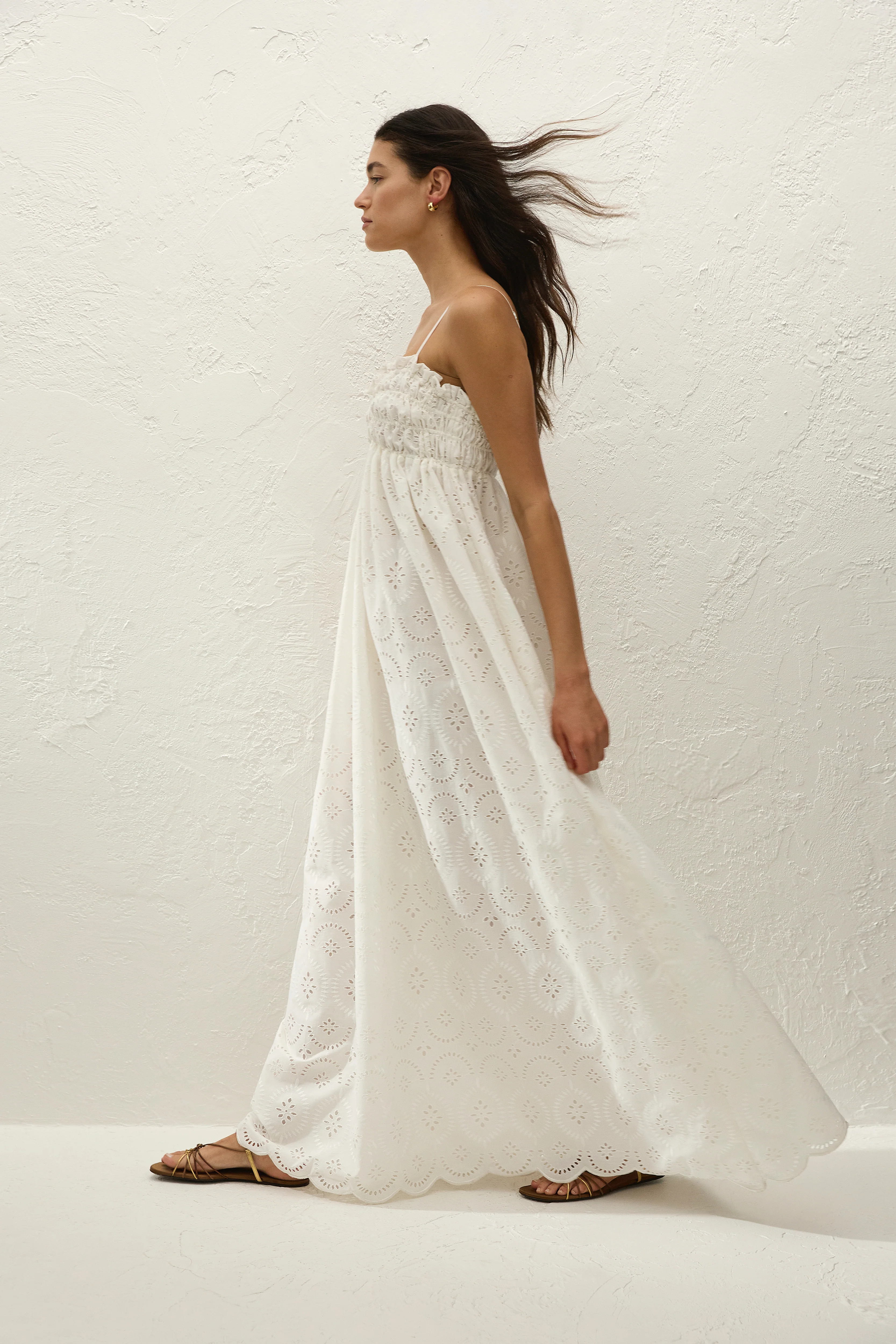 Etta Maxi Dress Bianca Broderie White - Image 3