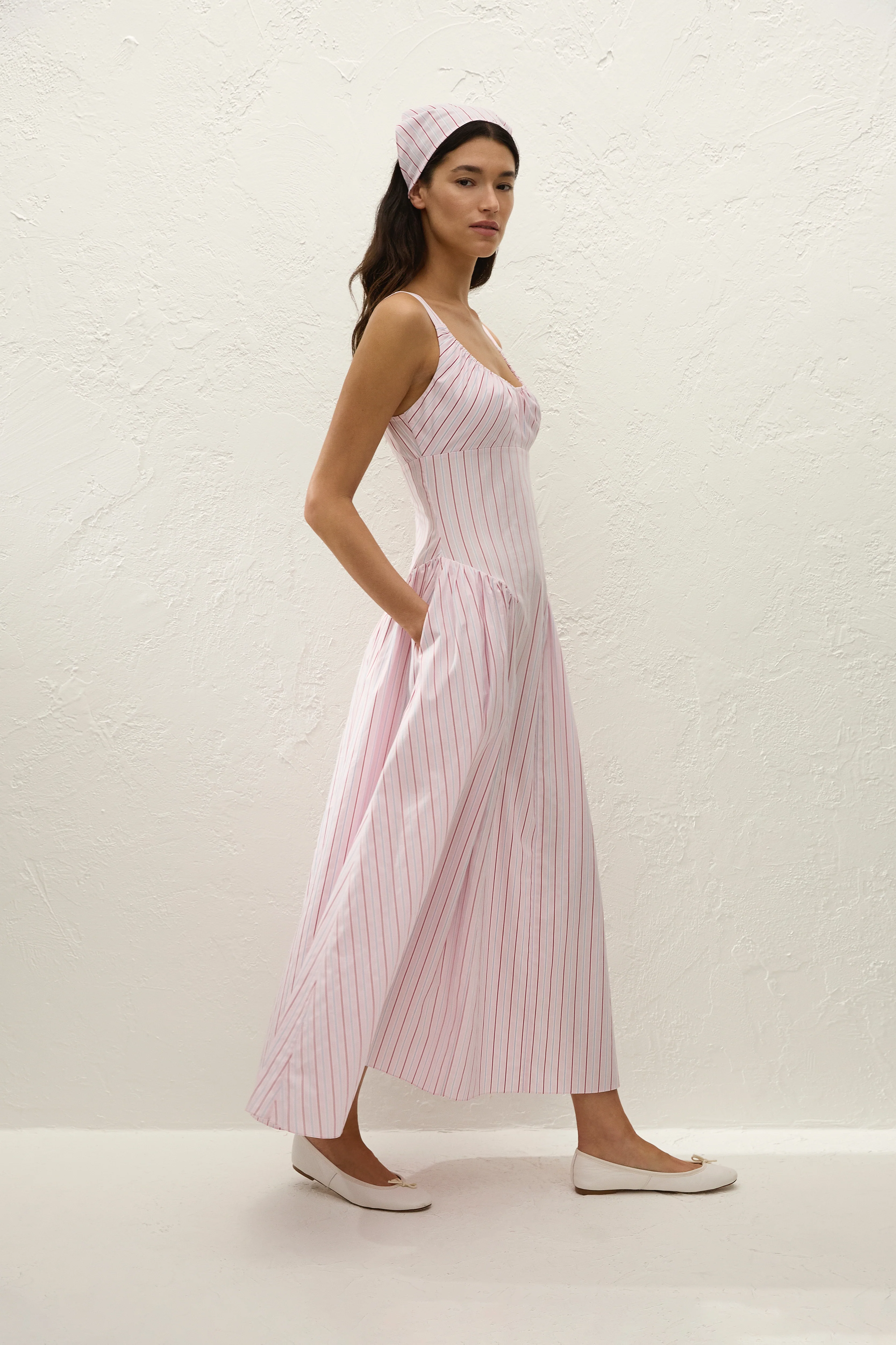 Marcella Midi Dress Fiori Stripe Palazzo - Image 4