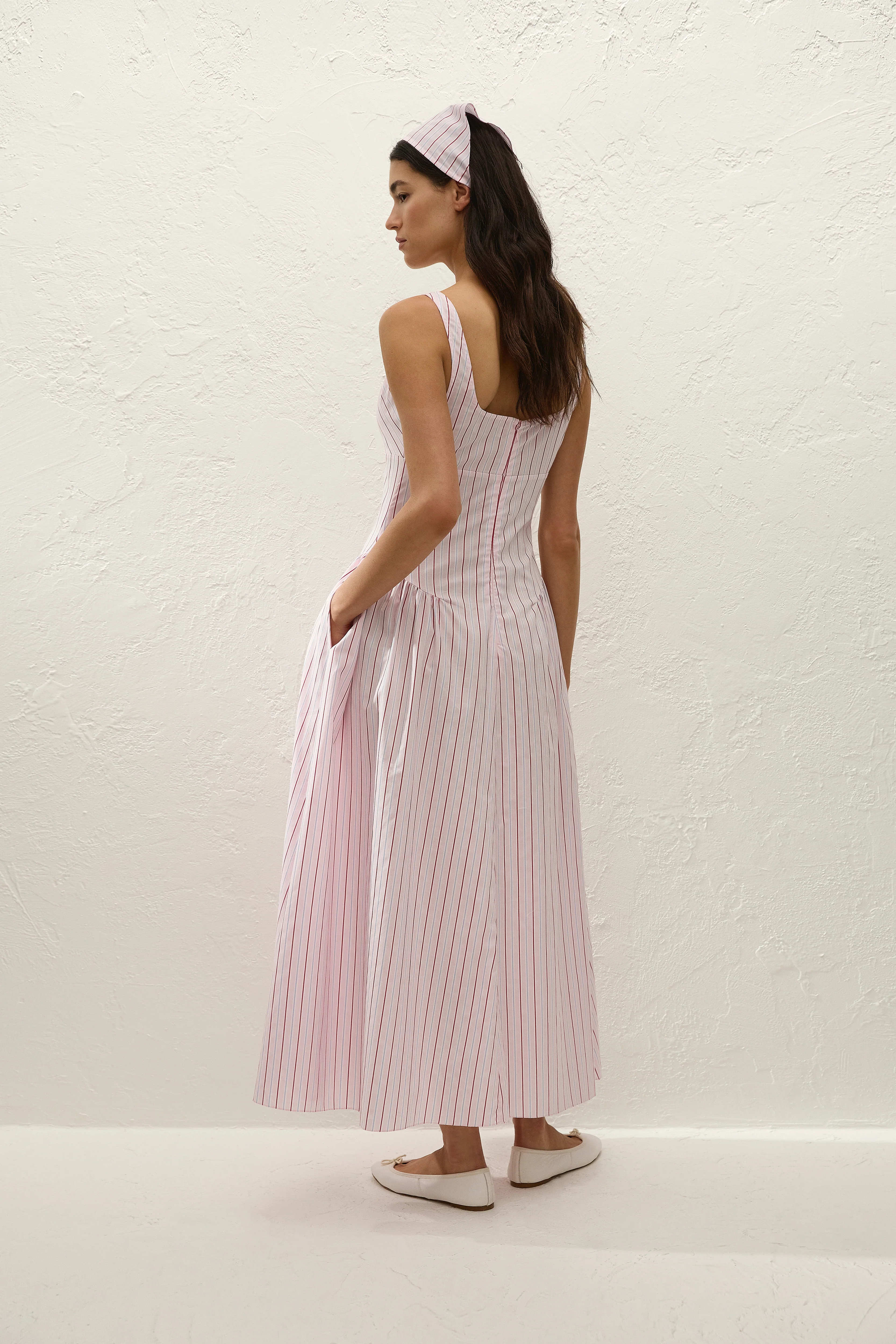 Marcella Midi Dress Fiori Stripe Palazzo - Image 5