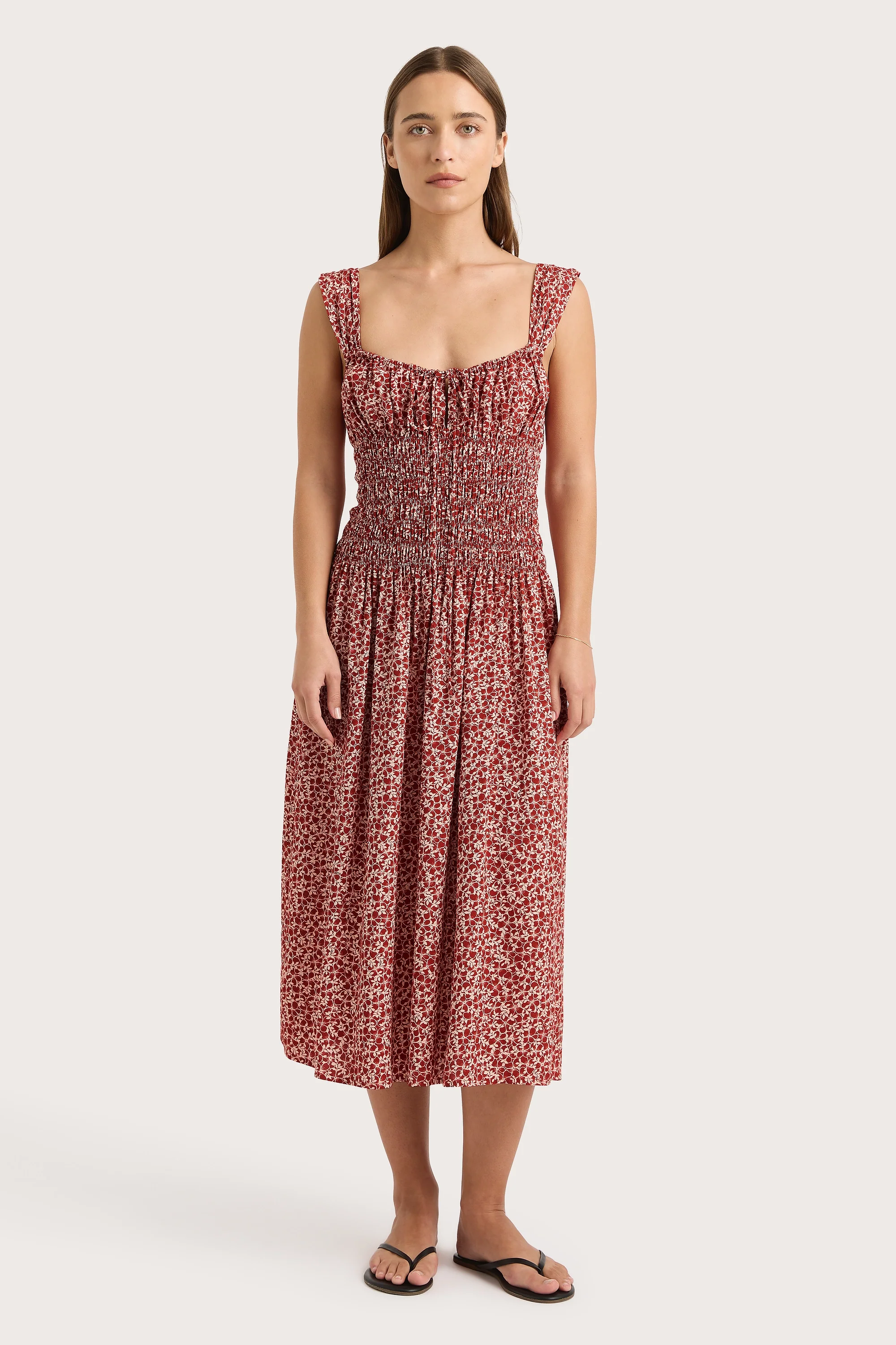 Yerres Midi Dress Peony Stamp Garnet - Final Sale - Image 6